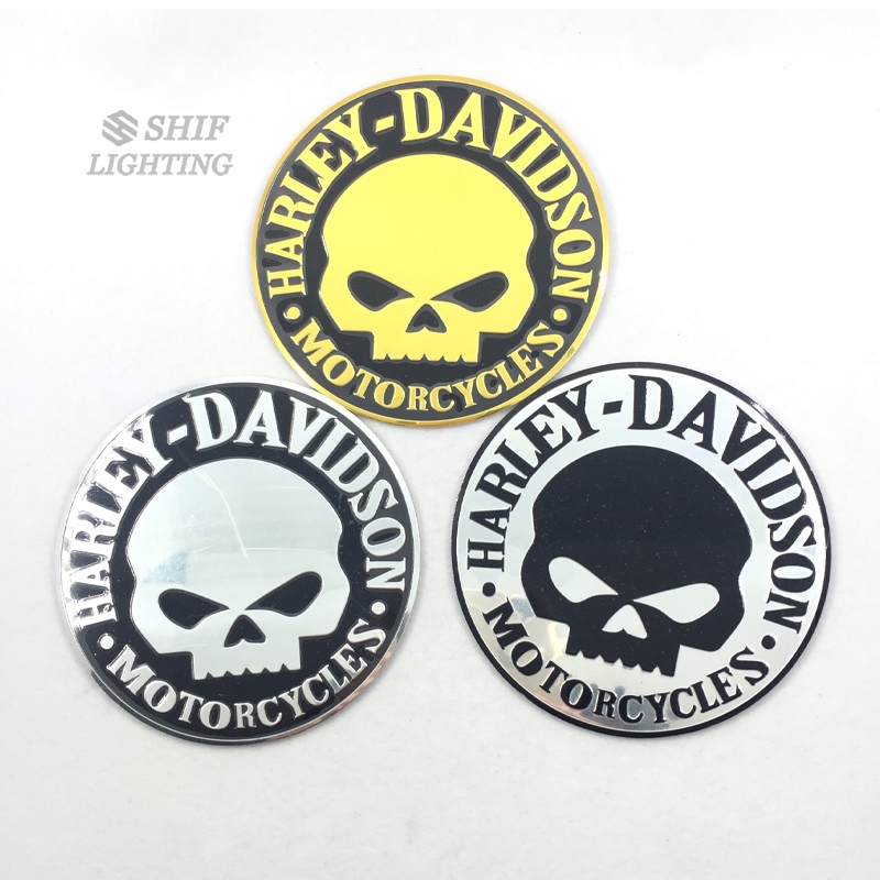 1 X Aluminum Harley Davidson Skull Logo Emblem Badge Sticker