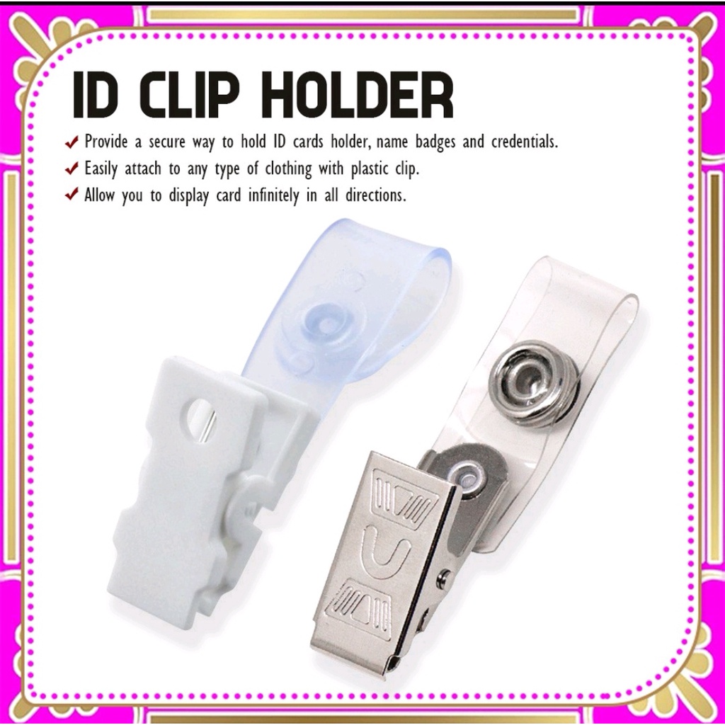 ID Clip Holder Metal & Plastic Clip Type (100pcs/pack) Shopee Philippines