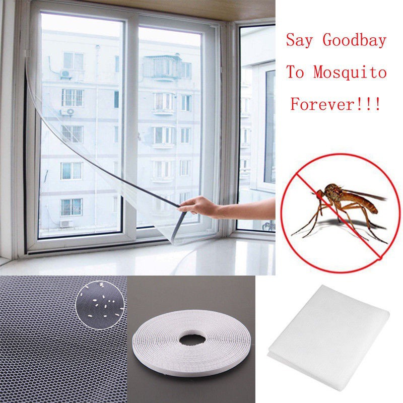 Magnetic window mesh curtain snap net mosquito fly insect screen white 130x150cm 