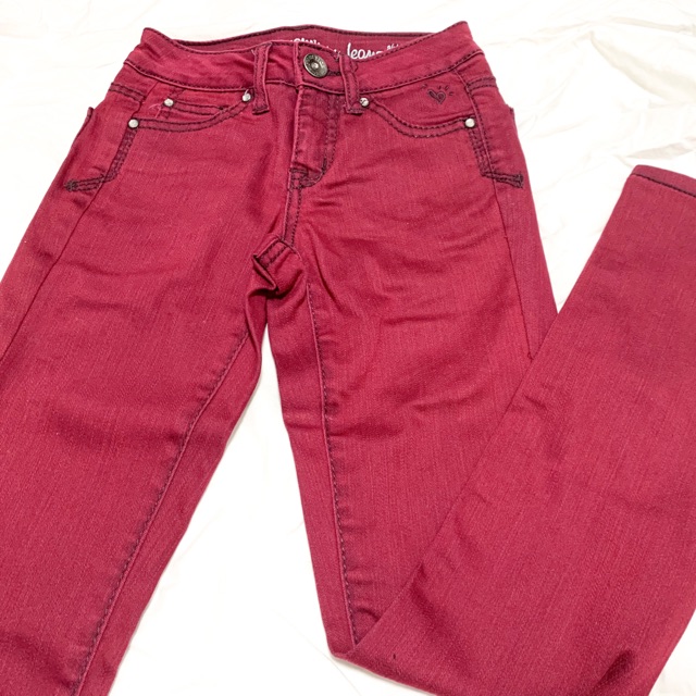 red slim fit jeans