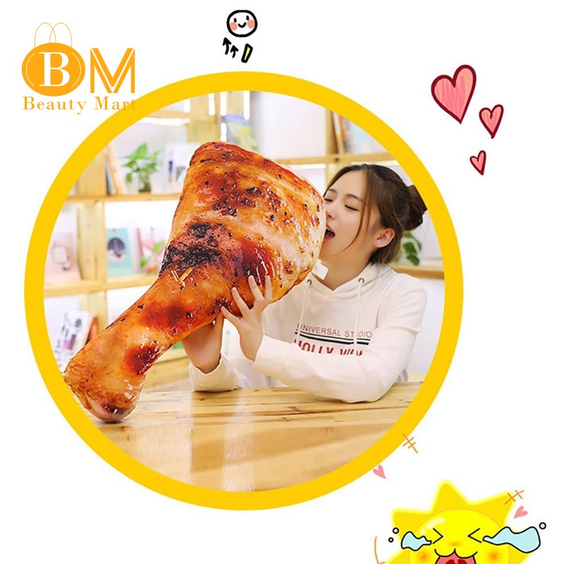 Ready Stock 3d Simulation Fried Chicken Leg Pillow Decorative