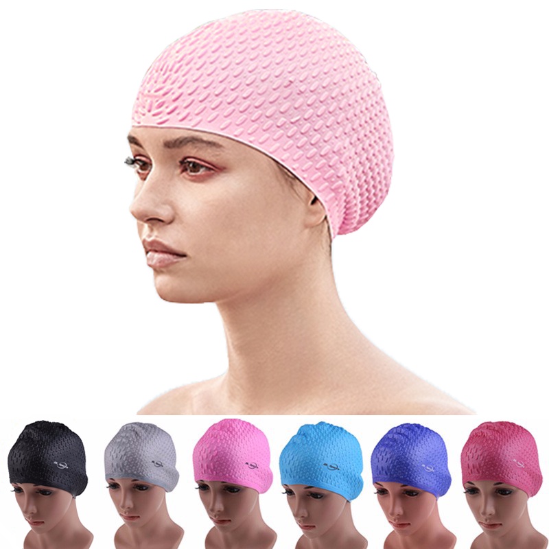 Silicone Waterproof Swimming Caps Protect Ears Long Hair Sports Swim
