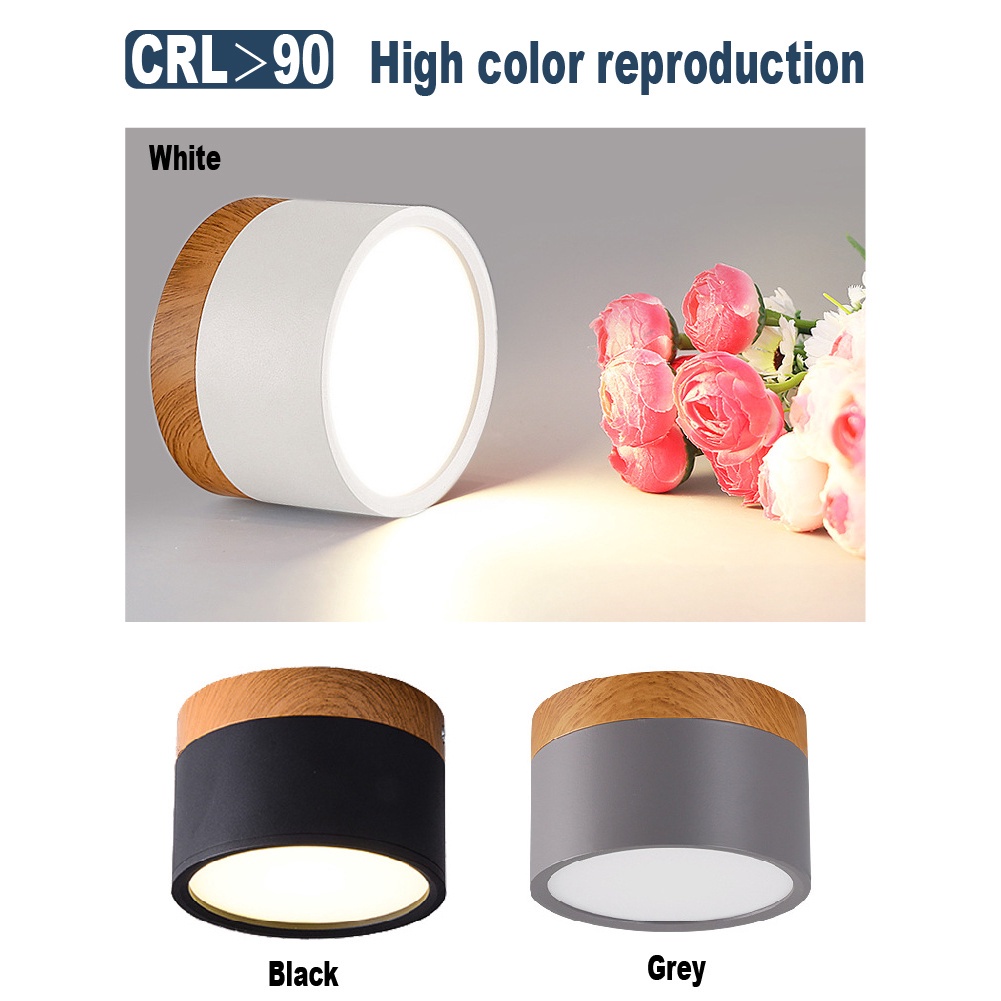 Tiktop 12W Modern LED Ceiling Light Smart Sensor Lamp Wooden Three Color Surface Mounted Downlight For Aisle Corridor Porch Home Deco