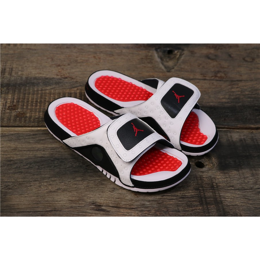 jordan slippers black and red