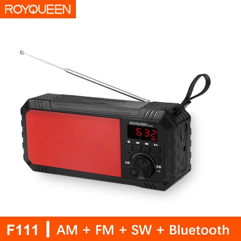 Royqueen AM FM Bluetooth Wireless Outdoor Radio Solar Panel Speaker ...