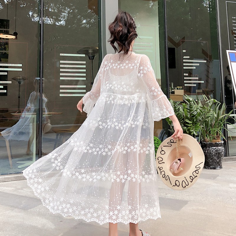 long white lace cover up