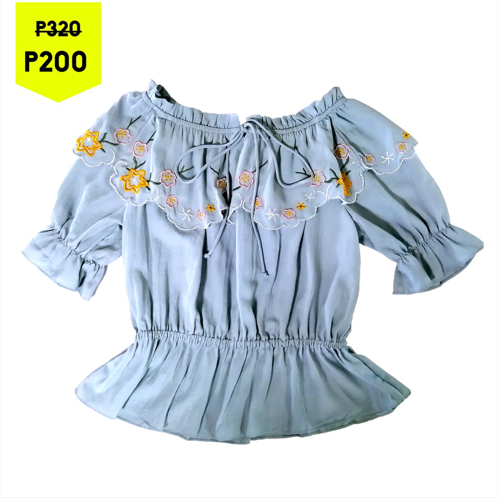 off shoulder ruffle blouse