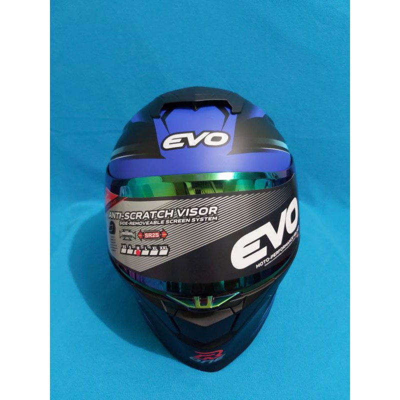 Evo Gt Pro Renegade One Blue Full Face Dual Visor Irridium Lense Shopee Philippines