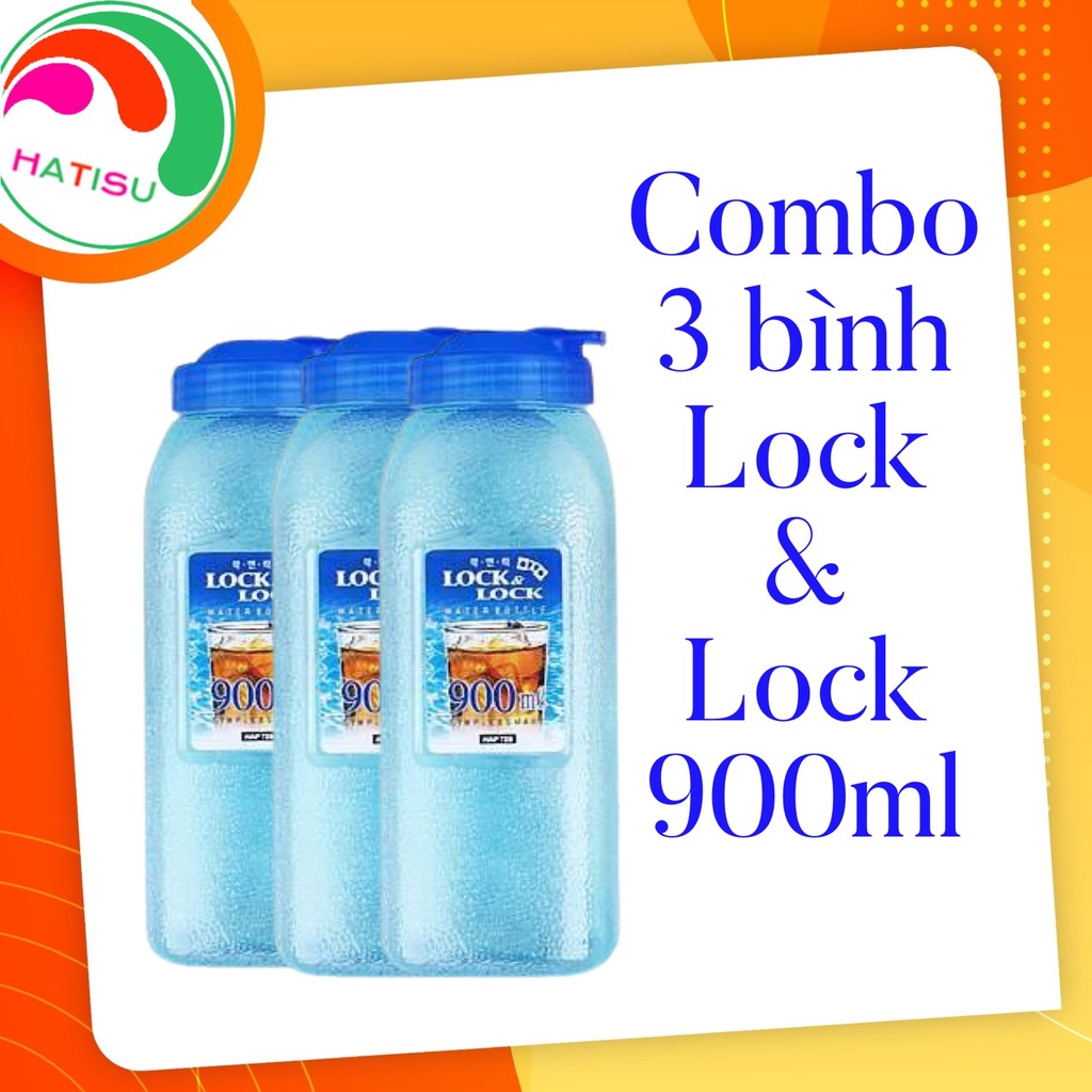 Combo 3 LOCK & LOCK Blue Plastic Water Bottles 900ml HATISU Shopee