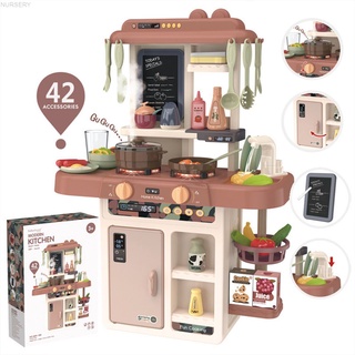 Kitchen Toys For Girls Big Size Play House Children's Kitchen Dining Table Set with Sound With Light