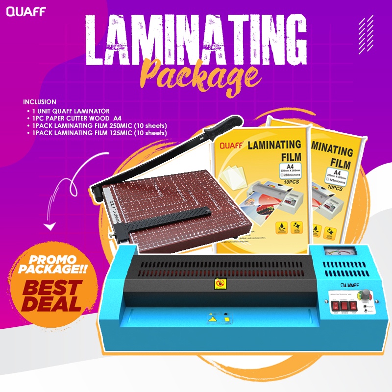 (Promo Package) A4/A3 QUAFF Laminator + Paper Cutter A4 Wood + A4