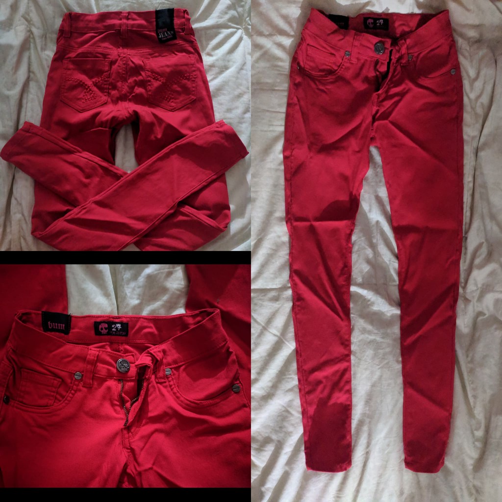 red skinny jean