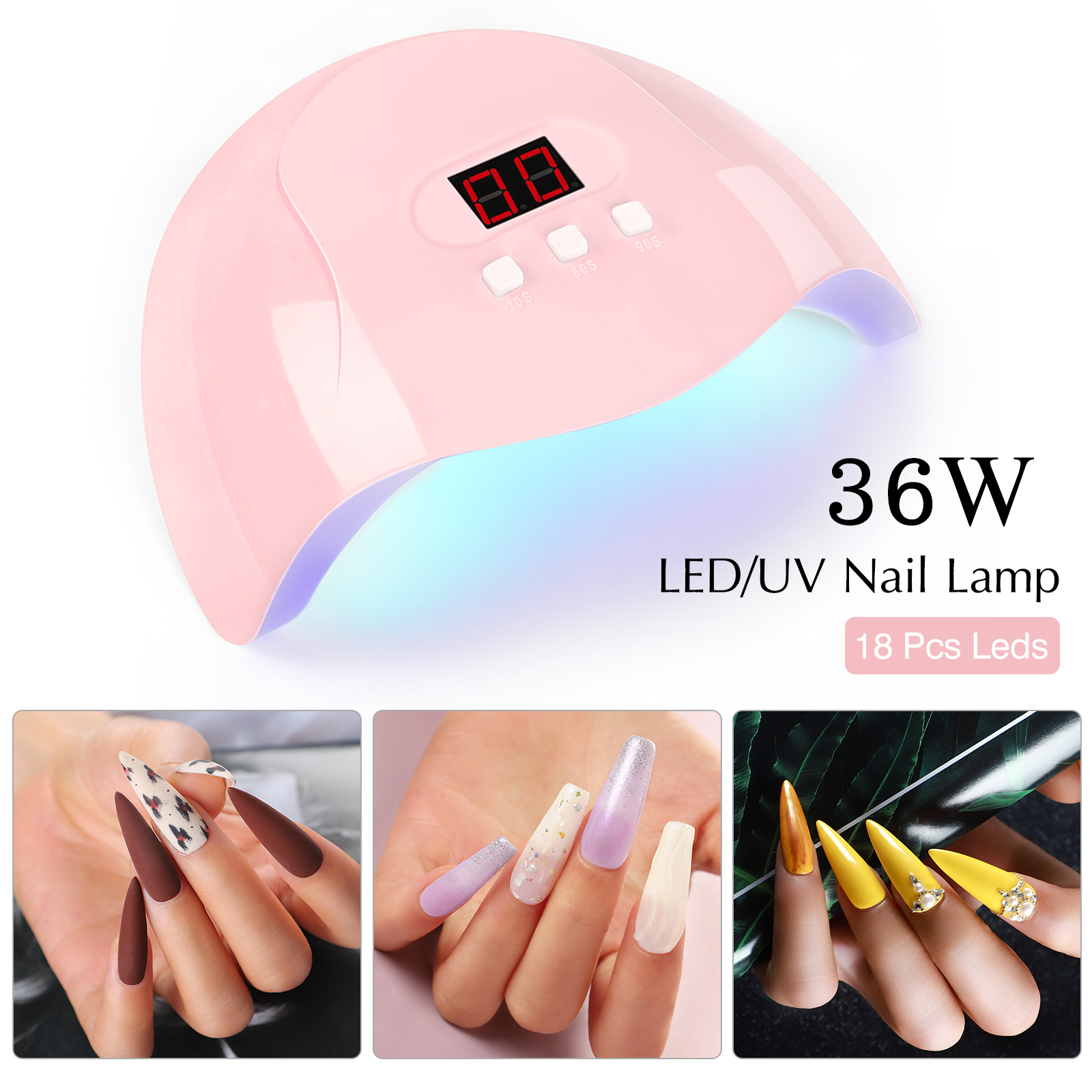 new-36w-usb-led-nail-lamp-uv-white-pink-lamp-18pcs-lamp-bead-uv-lamp