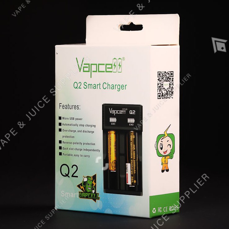 Vapcell Q2 Smart Charger 2 Slot 1a Micro Usb Power Led Indicator For Battery Charger Shopee Philippines