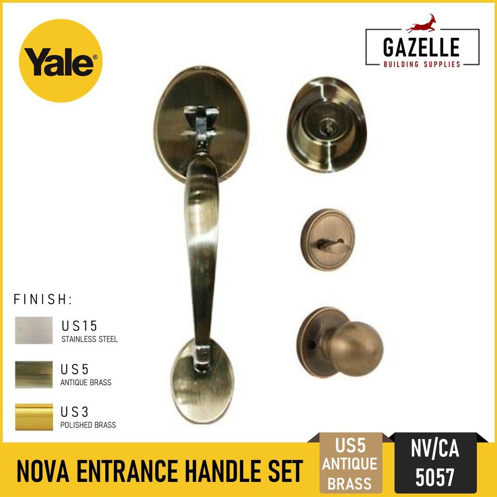 Yale Main Entrance Handle Set Nova Solid Brass Door Knob Handleset NV/CA5057 Shopee Philippines