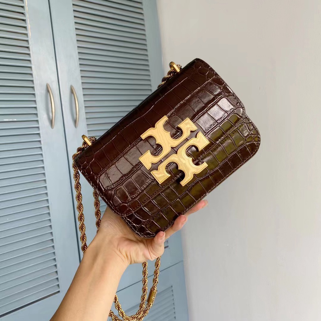 Tory Burch Eleanor Series New Double T Logo Buckle with Croc Embossed Chain  Bag Shoulder Bag Crossbody Bag | Shopee Philippines