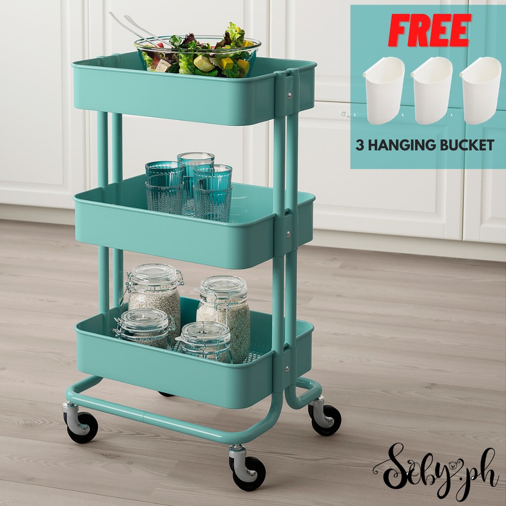 Ikea RASKOG Copy 3 Tier Rolling Utility Trolley Cart Organizer Teal by