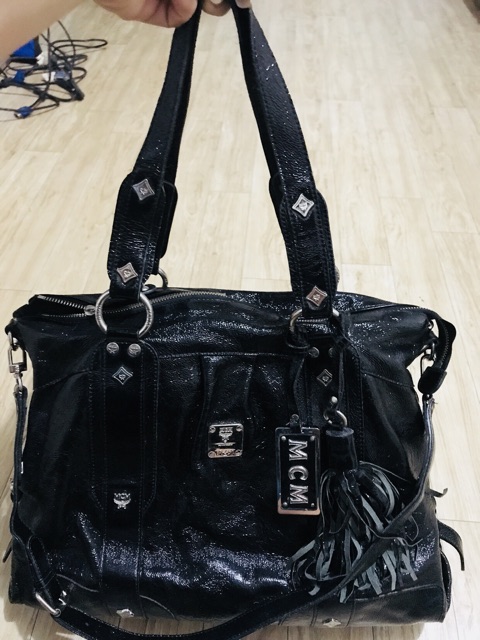 Sale Mcm Large Two Way Black Leather Bag | Shopee Philippines