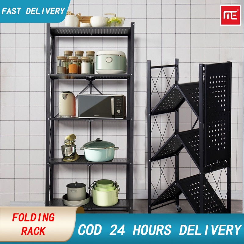 345 Layer Folding Kitchen Supplies Racks InstallationFree Foldable Steel Shelf Racks with