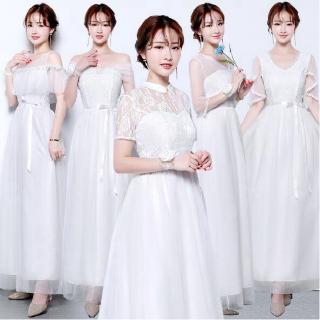 White Off -shoulder Mesh Dress New Five Styles Long Bridesmaid Dress