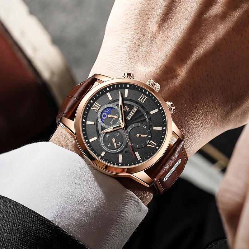 2021 LIGE Men&#39;s Watches Top Brand Luxury Men Wrist Watch Leather Quartz  Watch Sports Waterproof Male | Shopee Philippines