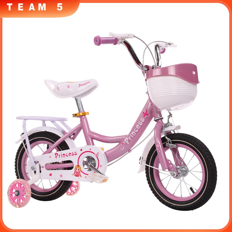 (Pink) Princess Bicycle Girl Bike With Training Wheels Girl Bicycle ...