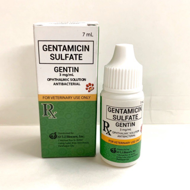 Gentamicin sulfate Gentin Opthalmic Solution for dogs and cats 7ml