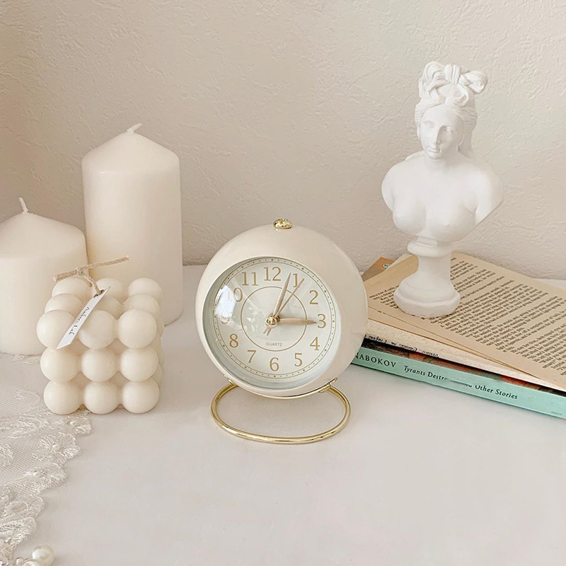 Analog Alarm Clock With Lights Small Silent Retro Student Bedside