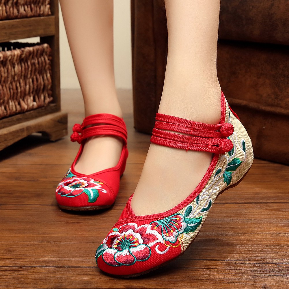 women's embroidered flat shoes