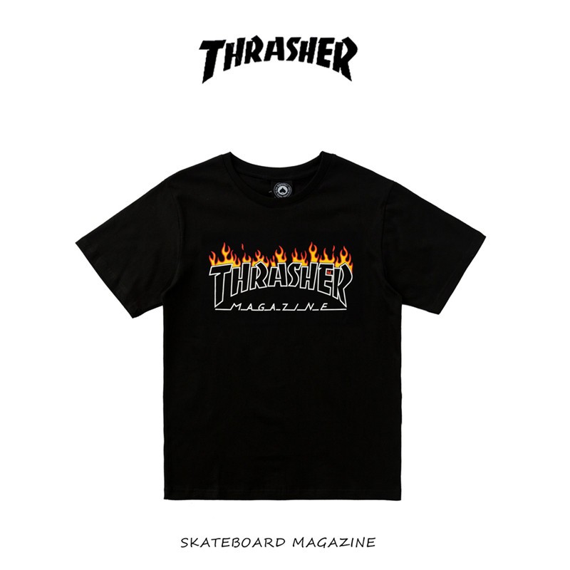 Thrasher Scorched Outline Us Version Of Bts Limited Flame Short Sleeved T Shirt For Men And Women With Half Sleeves Shopee Philippines