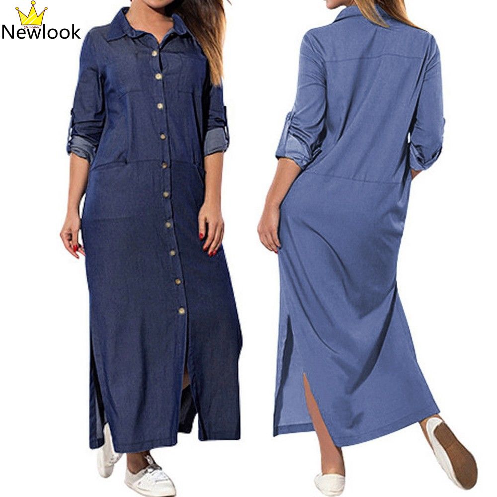 long sleeve denim dress