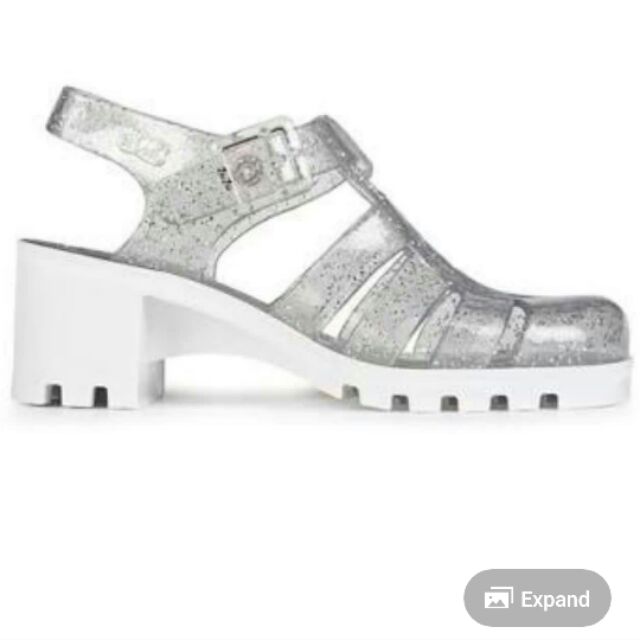 silver jelly shoes