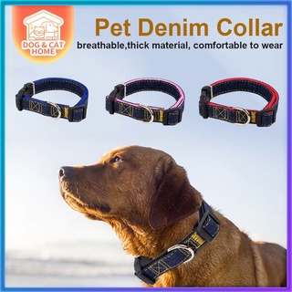 Dog Collar For Big Dogs Denim Adjustable Pet Sewing Collar