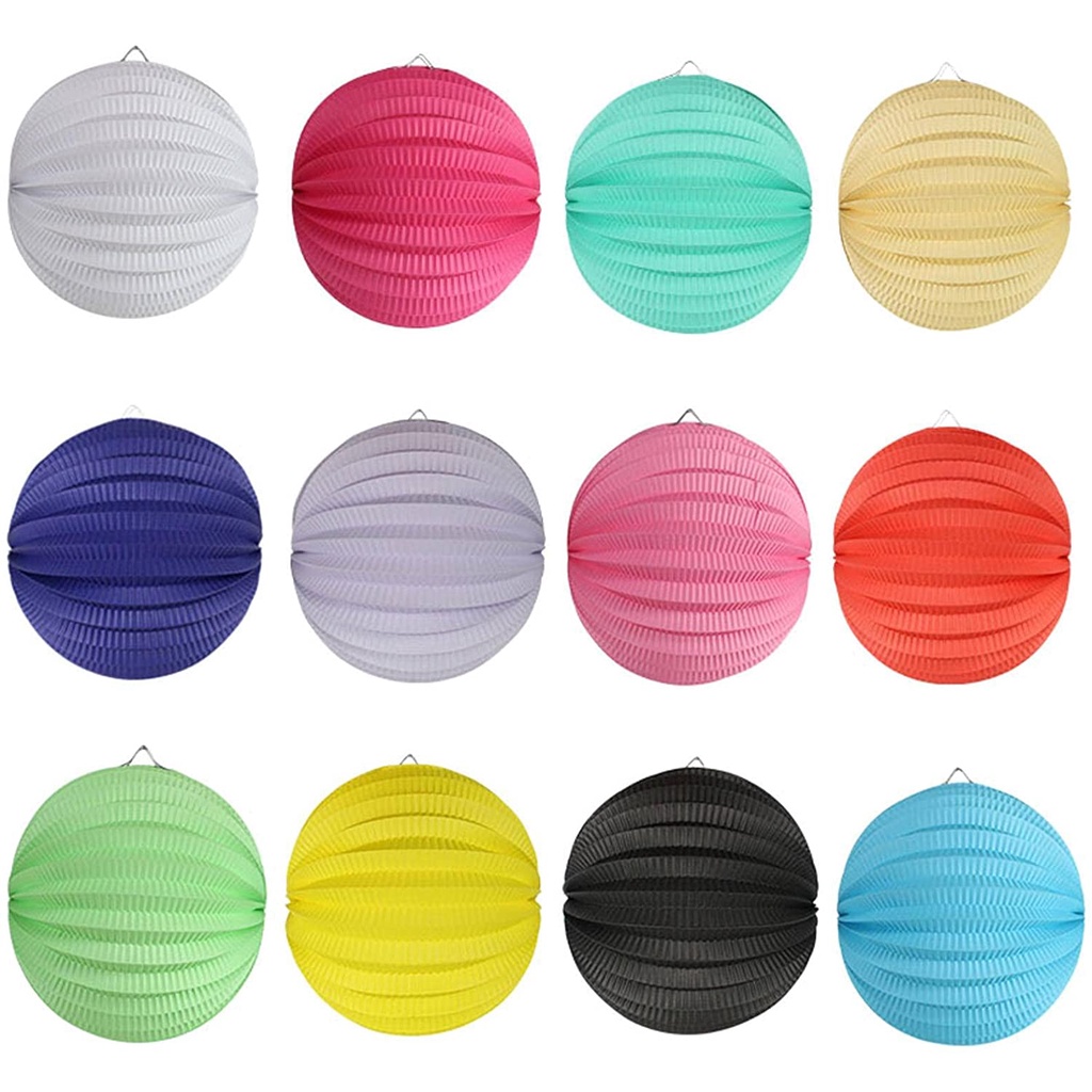 Pleated Paper Lantern Ball Circle Round Watermelon Accordion Shape