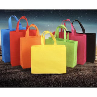 20pcs mixed color Eco protection horizontal three-dimensional bag non-woven handbag take-out bag