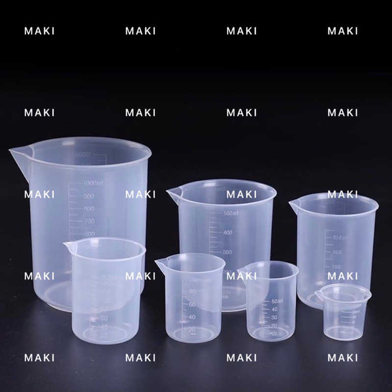 5PCS Set Transparent Plastic Measuring Cup Chemistry Laboratory