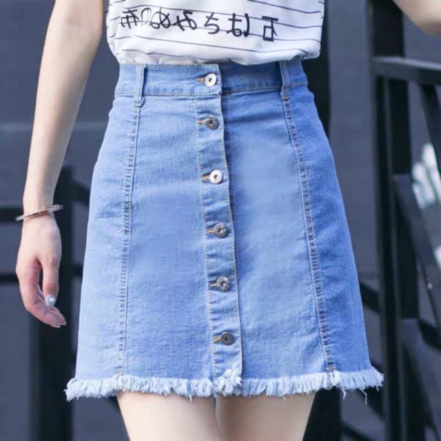 denim skirt with straps