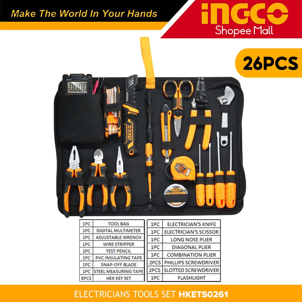 Ingco 26pcs Electricians Tools Set Hkets0261 100 Original Authentic H Shopee Philippines