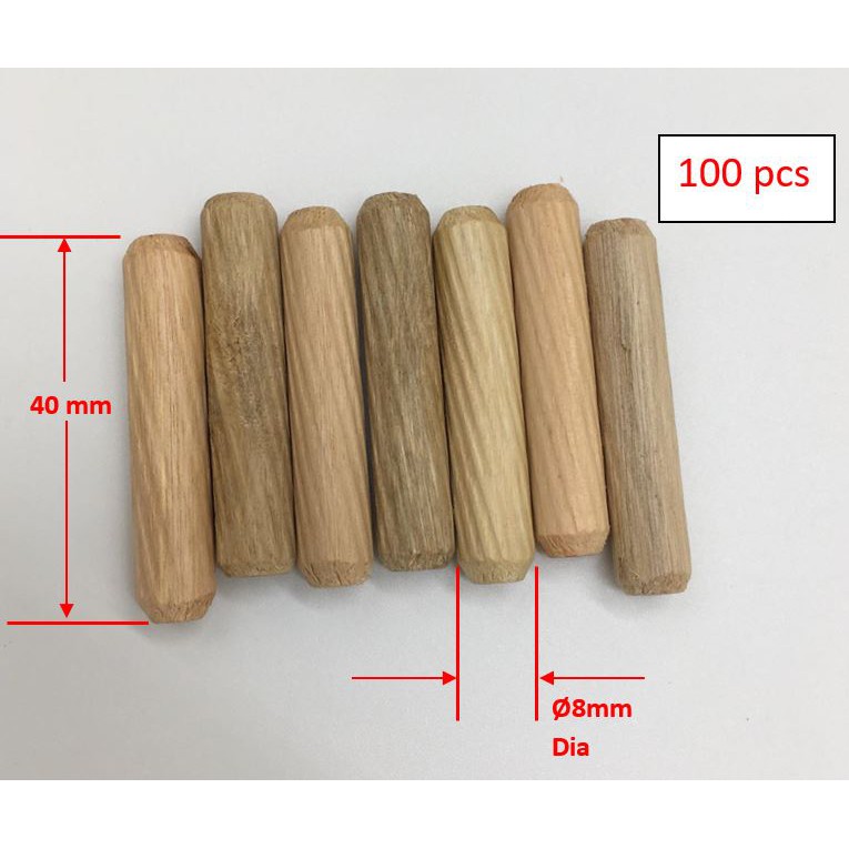 8X40mm, (100pcs), Wooden Dowel Pins, Diagonally Fluted Shopee Philippines