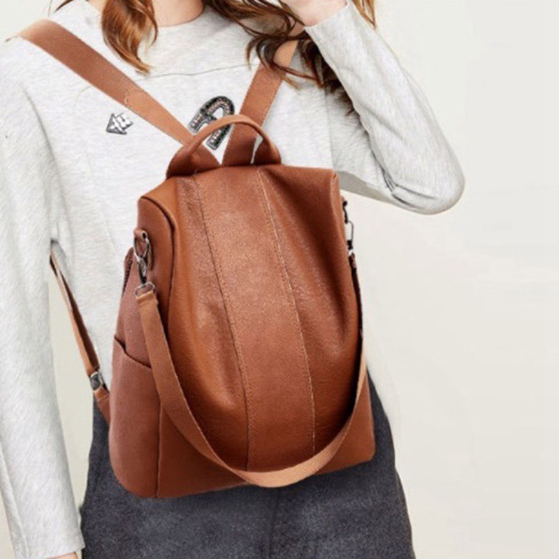 leather rucksack womens