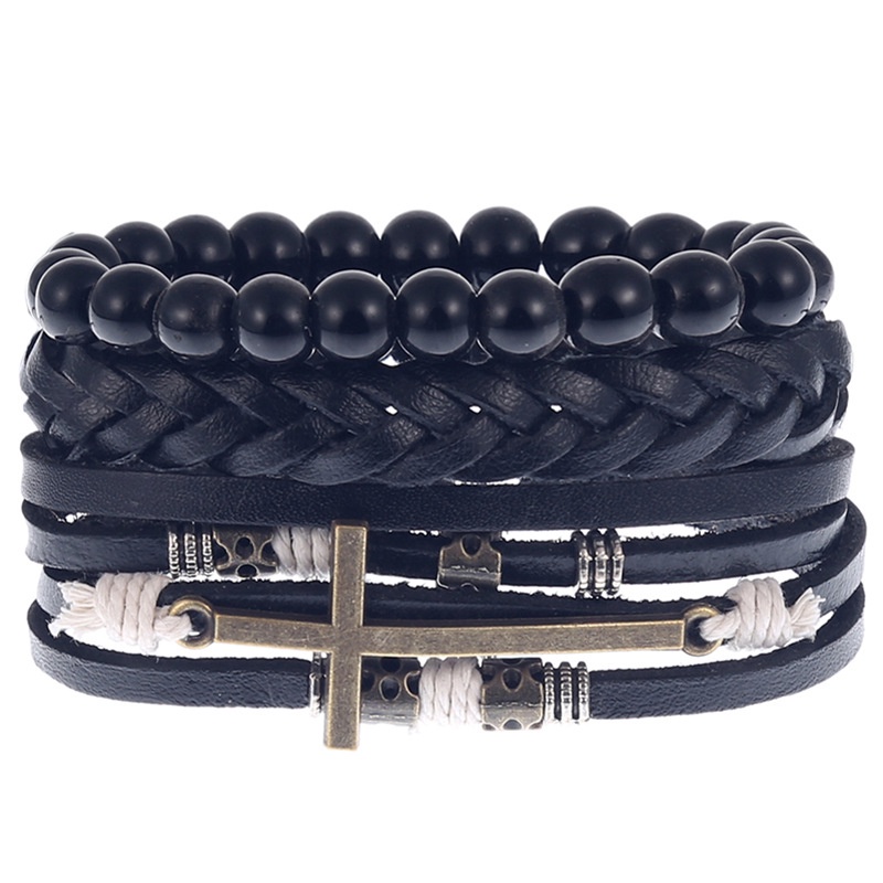 Fashion Unisex Men Punk Leather Handmade Braided Wristband Cuff Bracelet Bangle 