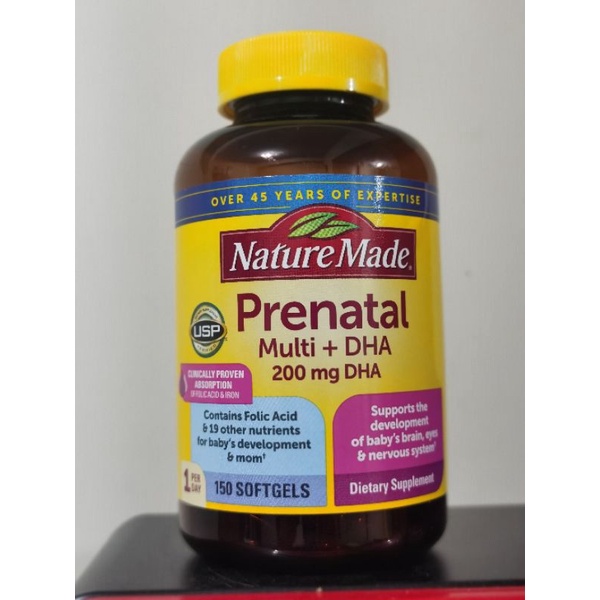 Nature made prenatal multivitamin DHA softgel pre natal vitamin for