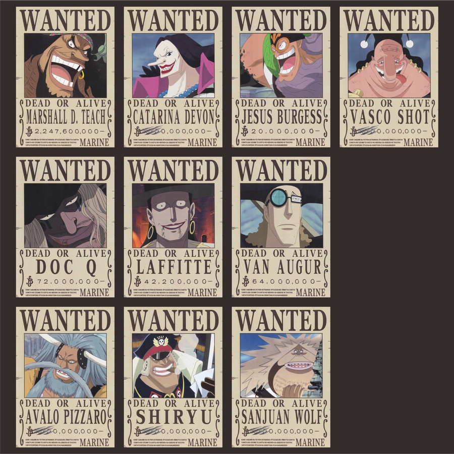 One Piece Blackbeard Pirates A5 Bounty Wanted Poster (21cm X 15cm ...