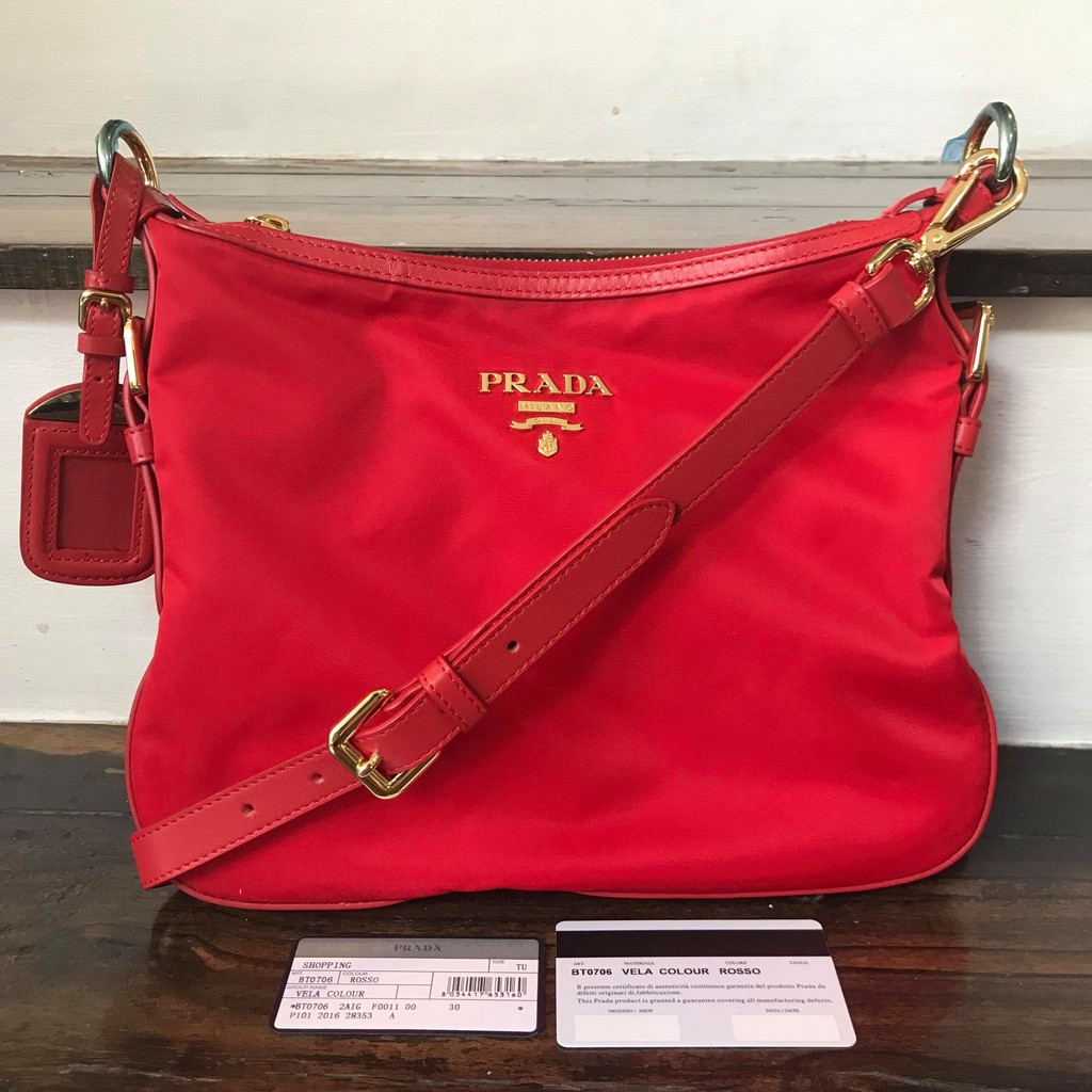 prada red sling bag