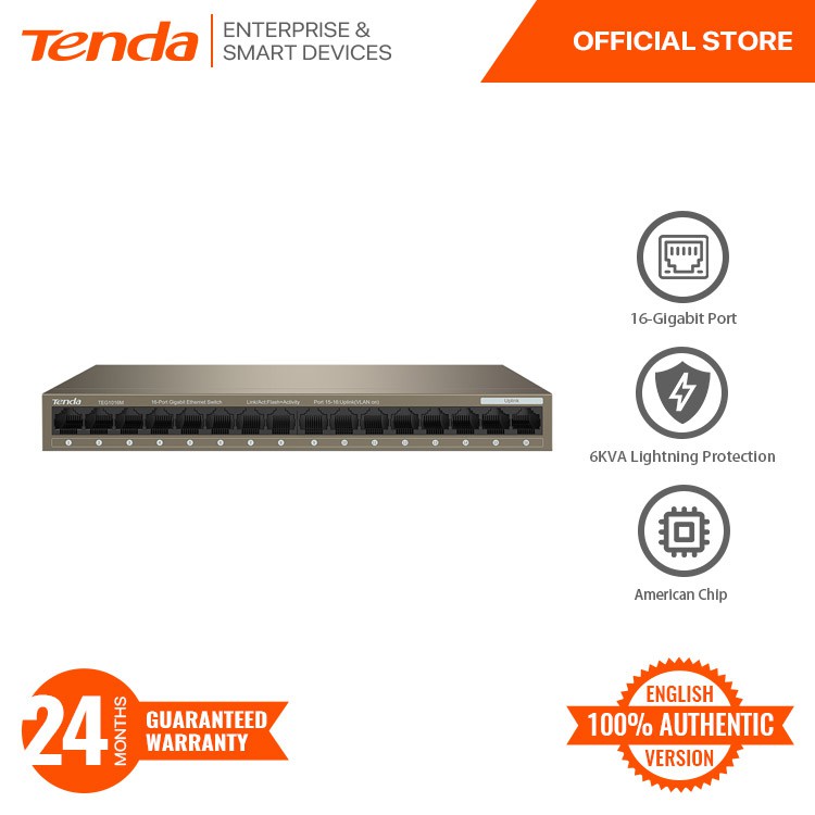 Tenda TEG1016M 16-Port Gigabit Ethernet Switch, Plug & Play [ENGLISH ...