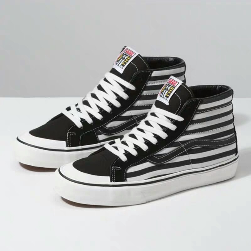 white vans black stripe high top