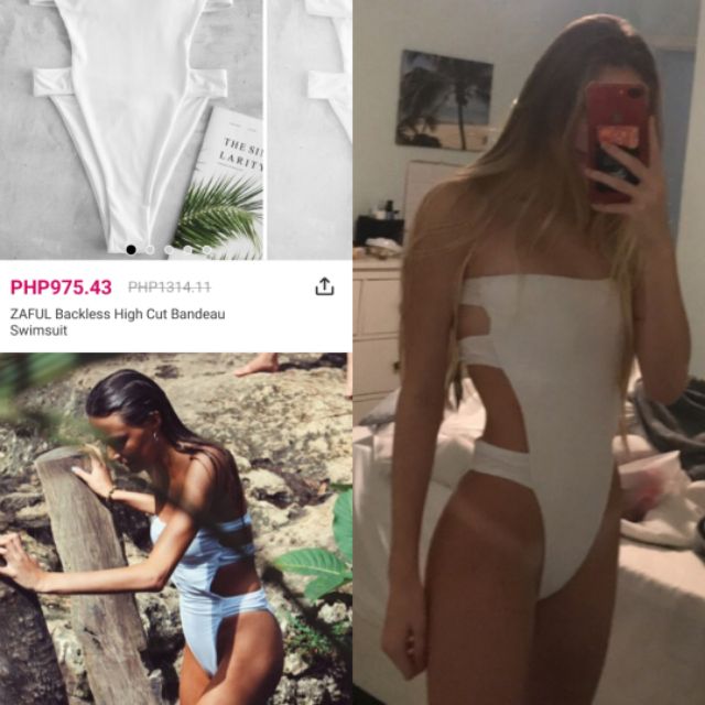 zaful backless high cut bandeau swimsuit