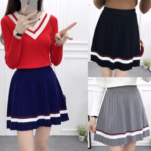 Korean Knitted pleated skirt Shopee Philippines