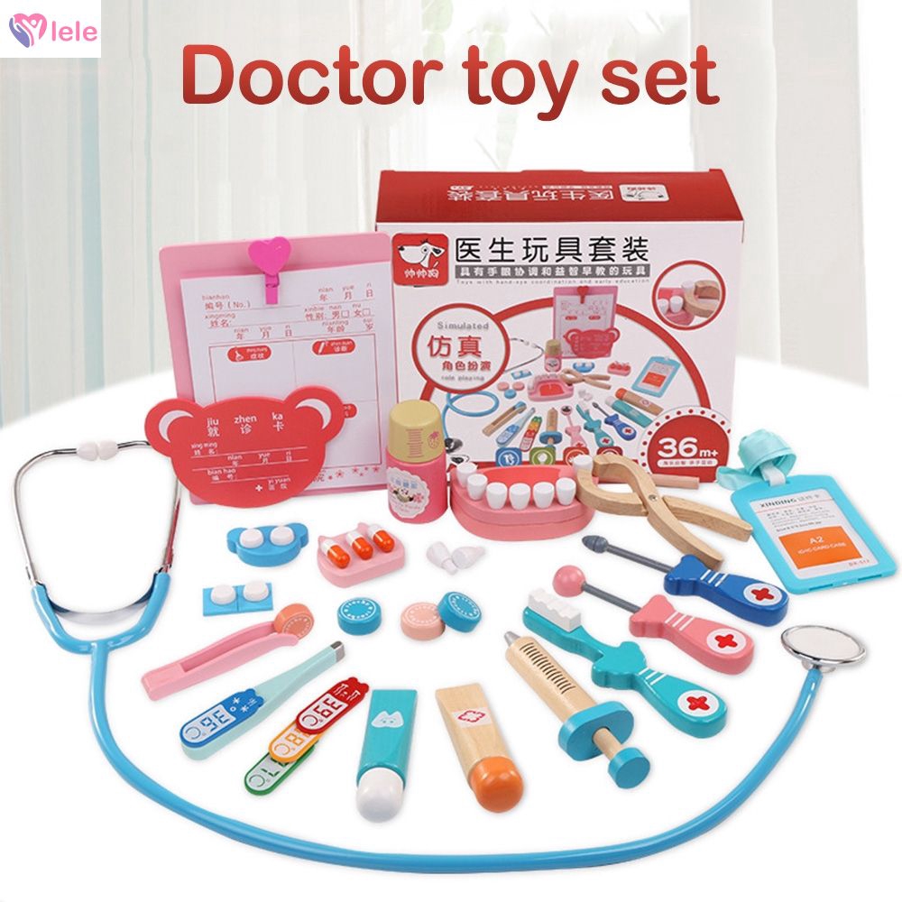 wooden toy doctor set