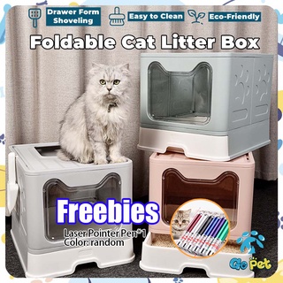 Foldable Cat Litter Box Large Size Semi -Closure Cat Bed With Drawer Oversize Top Entry Splash-proof #1